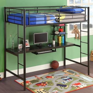 metal twin loft bed kit with full workstation
