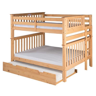 wood full over full trundle bunk bed